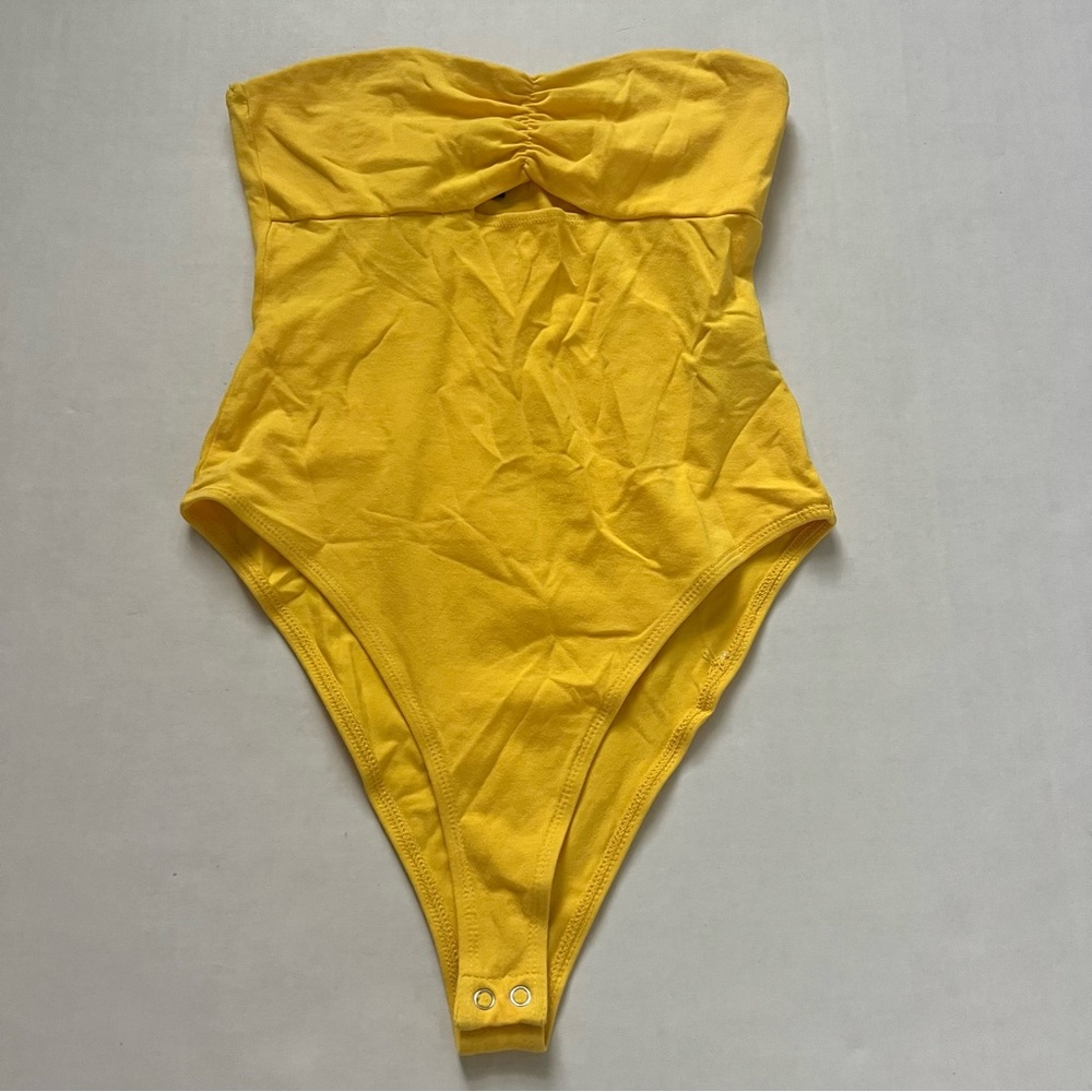 Forever 21 strapless yellow bodysuit
